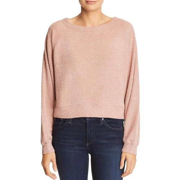 Band of Gypsies Sweaters - Band of Gypsies Womens Corinna Knit Crew Neck Pullover Sweater Pink/rose  L